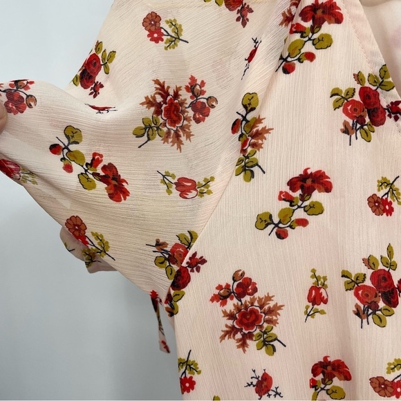 Madewell Tie-Sleeve Ruffle-Waist Midi Dress in Countryside Blooms Sz 00 - Picture 11 of 11